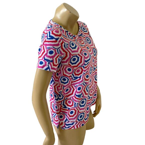 LANDS END Womens Size Small (6-8) Short Sleeve Retro Print Tee T Shirt Top - Picture 3 of 9